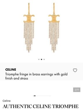 Celine Gold Crystal Fringe Drop Earrings